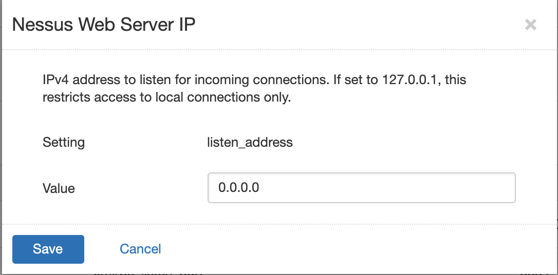 How to restrict Nessus to listen to a single IP