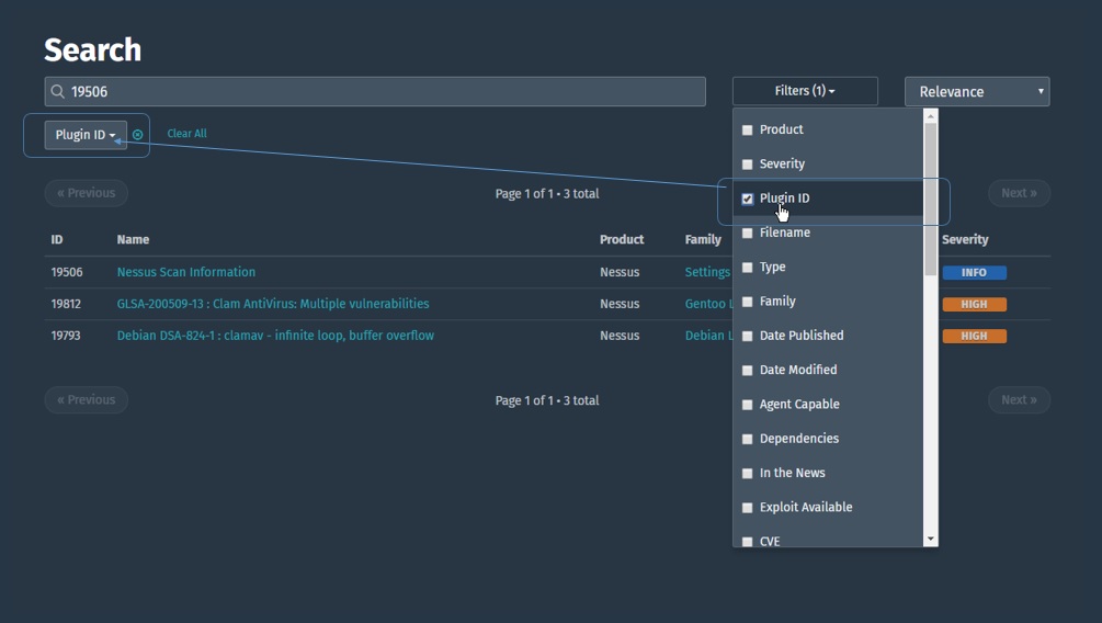 How to navigate and search Tenable Plugins